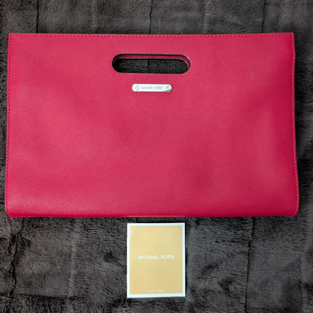 MICHAEL KORS Tilda XL Convertible Clutch Shoulder Envelope Bag Saffiano Leather